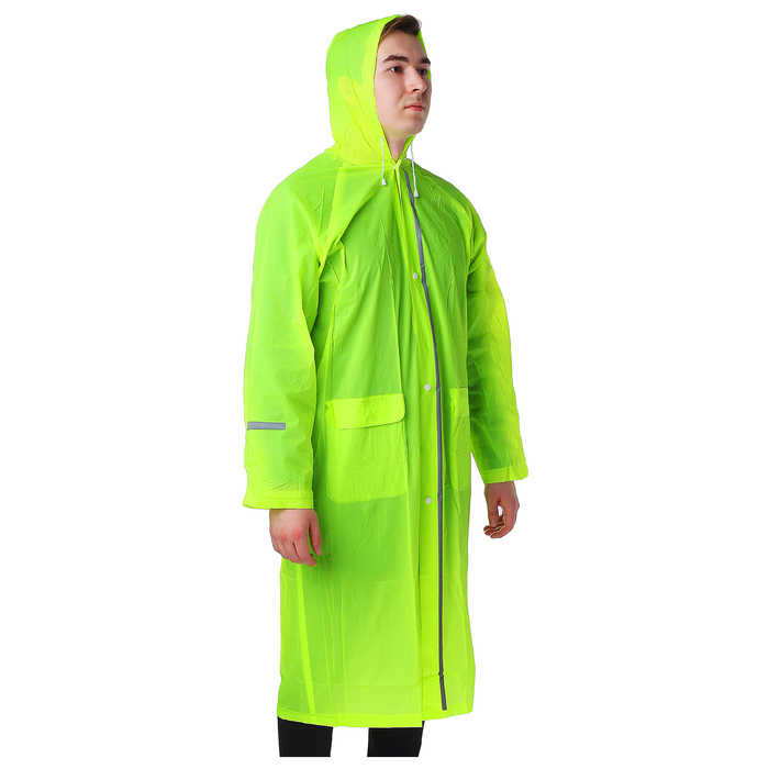 Дождевик ПВХ со светоотражающими элементами, р-р XXL, цвет салатовый