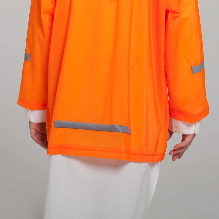 Дождевик ПВХ со светоотражающими элементами, р-р S, рост 104-116 см, цвет оранжевый