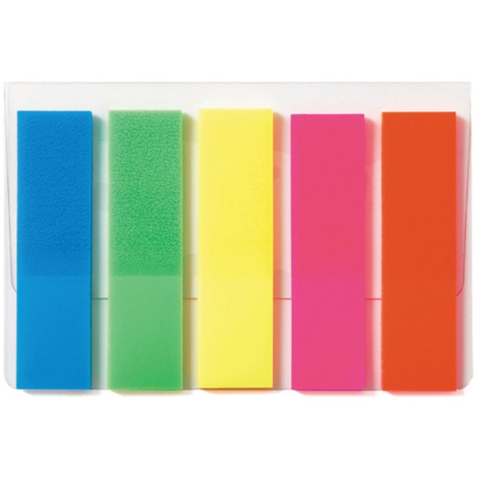 Флажки-закладки 45х12 мм, 5 неоновых цветов по 25 листов, европодвес