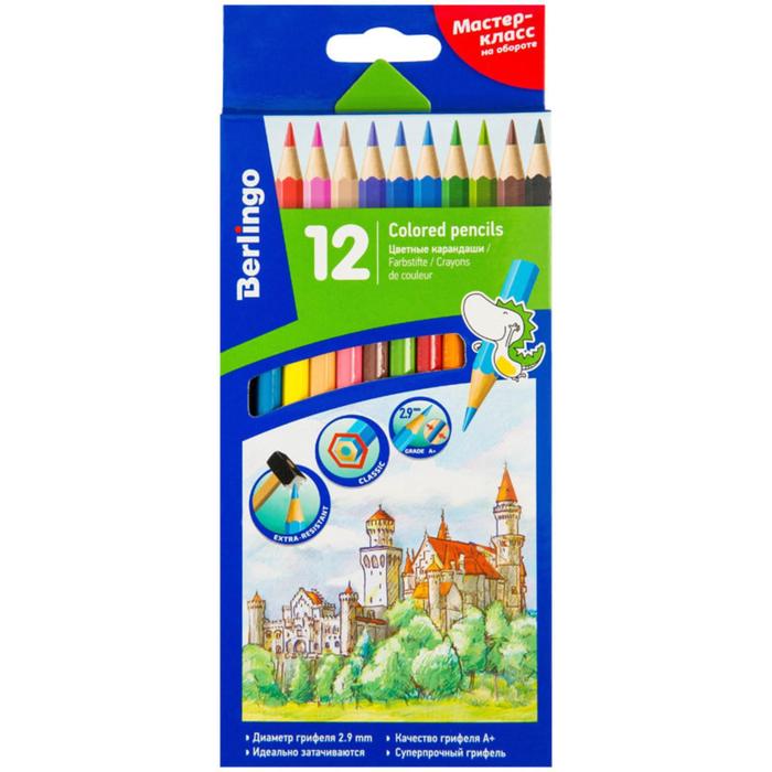 Карандаши 12 цветов "Замки", европодвес