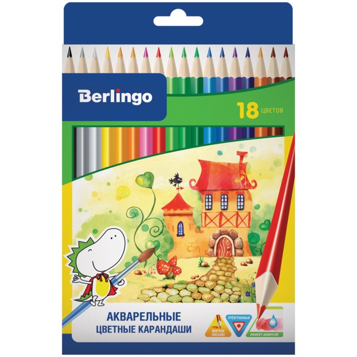 Карандаши акварельные 18 цветов "Сказочный город", европодвес