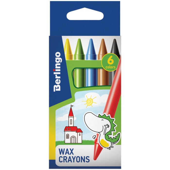 Мелки восковые 6 цветов "Замки", 8х90 мм, европодвес