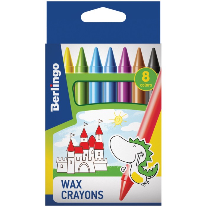 Мелки восковые 8 цветов "Замки", 8х90 мм, европодвес