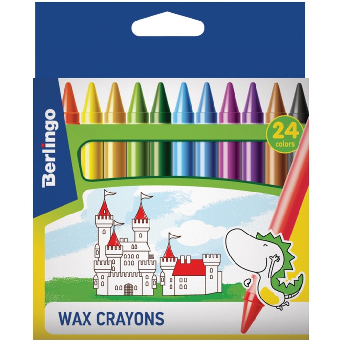Мелки восковые 24 цвета "Замки", 8х90 мм, европодвес