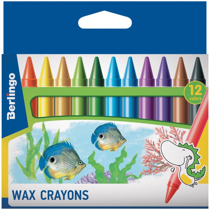 Мелки восковые 12 цветов "Рыбки", 11х100 мм, европодвес