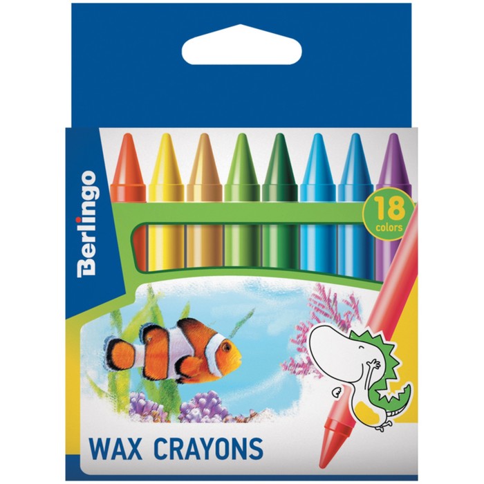 Мелки восковые 18 цветов "Рыбки", 11х100 мм, европодвес