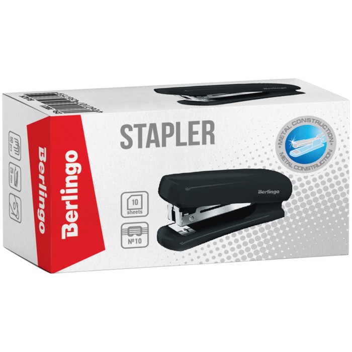 Степлер-мини №10 до 10 листов, пластиковый корпус, чёрный