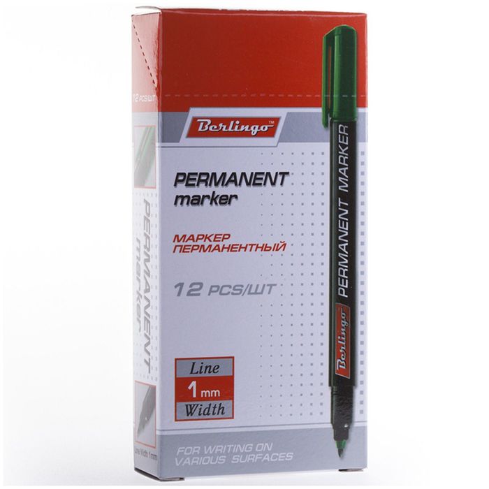 Маркер перманентный 1.0 мм Berlingo зелёный