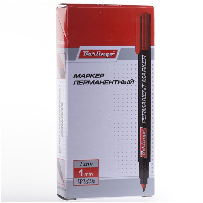 Маркер перманентный 1.0 мм Berlingo красный
