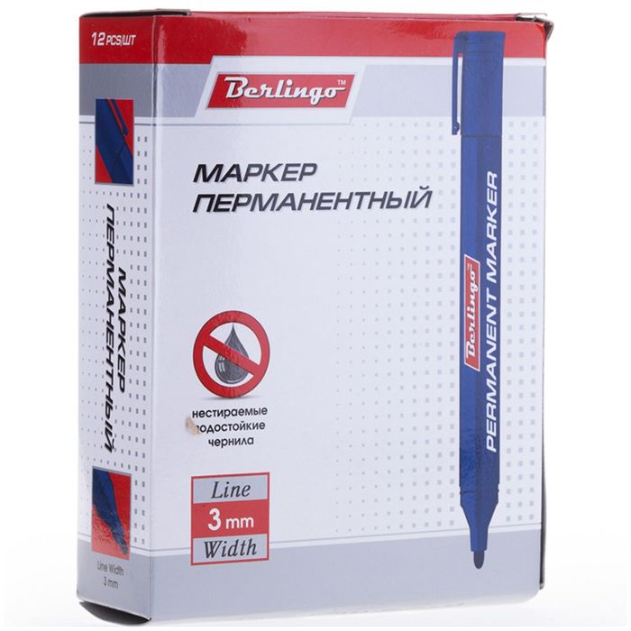 Маркер перманентный 3.0 мм Berlingo синий
