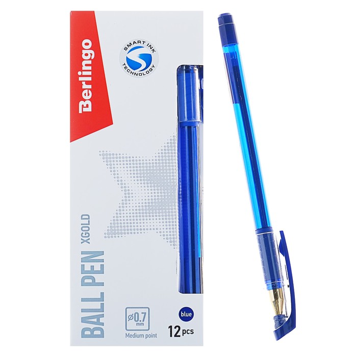 Ручка шариковая xGold, узел 0.7 мм, чернила синие, игольчатый стержень, грип