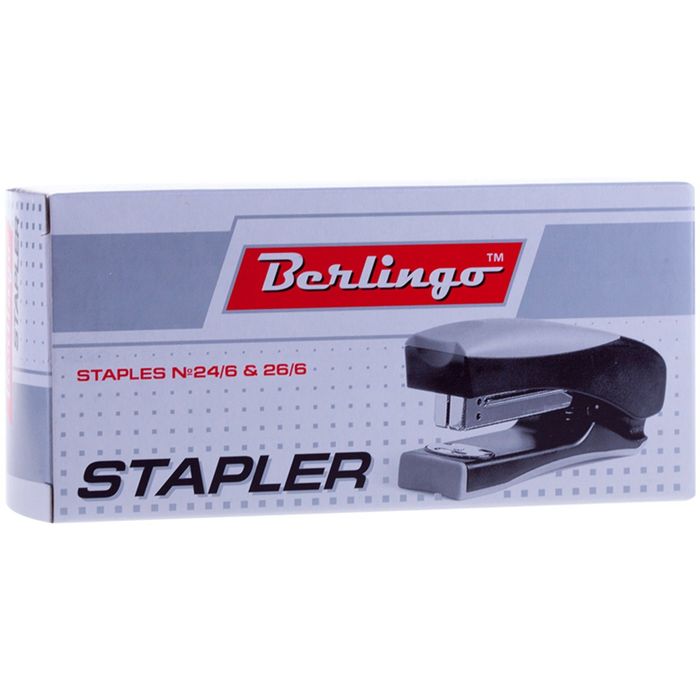 Степлер №24/6, 26/6 до 20 листов, пластиковый корпус, чёрный