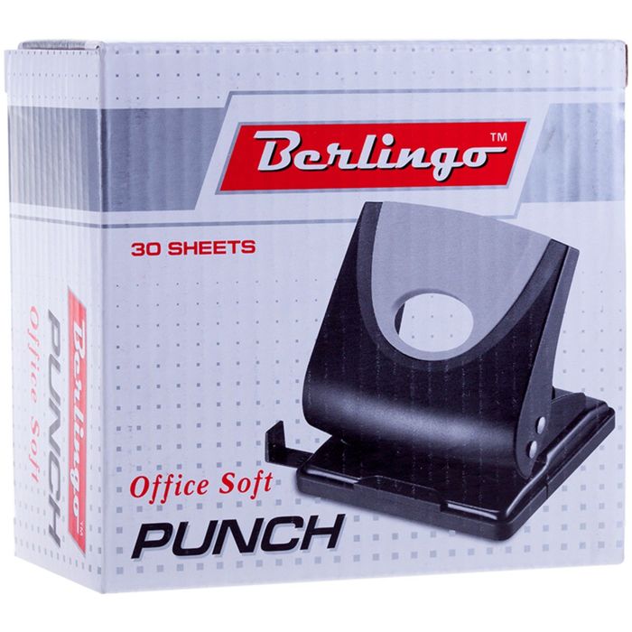 Дырокол Office Soft до 30 листов, пластиковый, микс, с линейкой