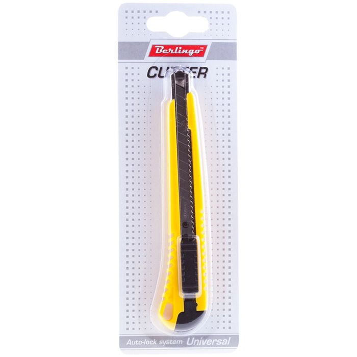 Нож канцелярский 9 мм Universal, auto-lock, металлические направляющие, европодвес