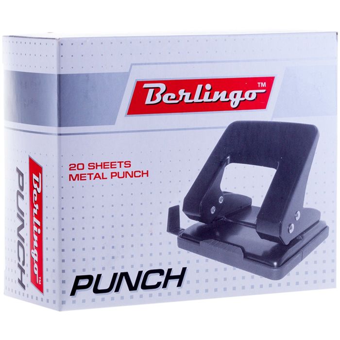 Дырокол до 20 листов, металлический, микс, с линейкой