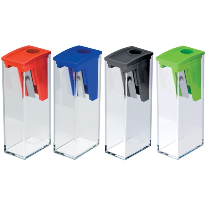 Точилка пластиковая, 1 отверстие, контейнер, микс