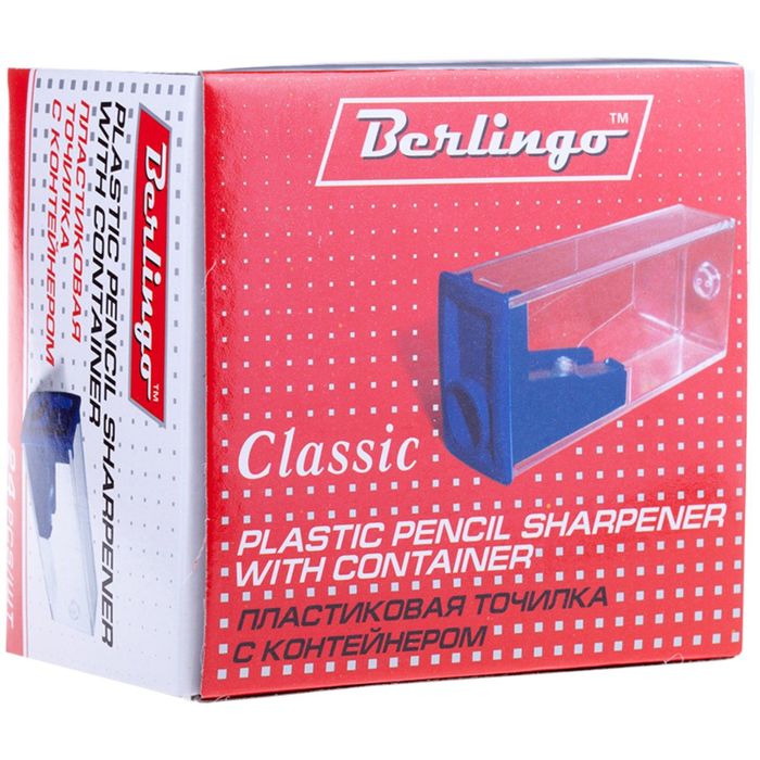 Точилка пластиковая, 1 отверстие, контейнер, микс