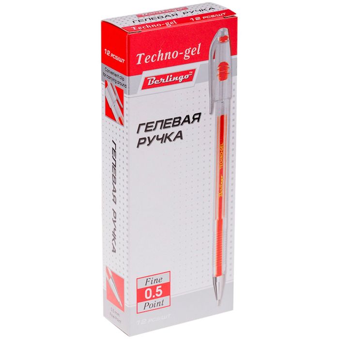 Ручка гелевая Techno-Gel, узел 0.5 мм, чернила красные