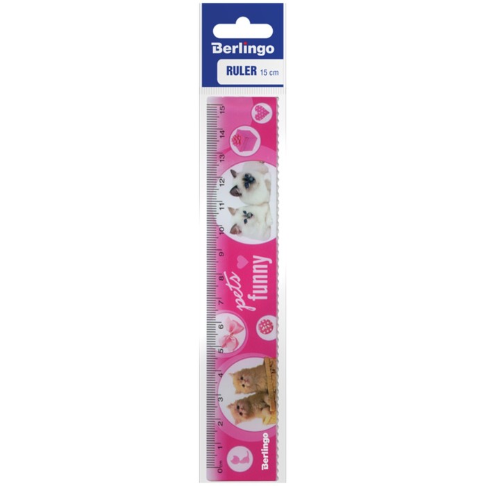 Линейка 15см "Котята" пластиковая