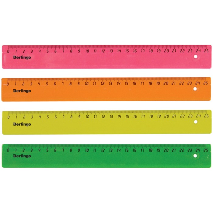 Линейка 25 см, флуоресцентная, микс