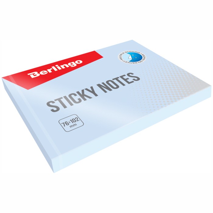 Блок с липким краем 76х102 мм, 100 листов Berlingo, голубой