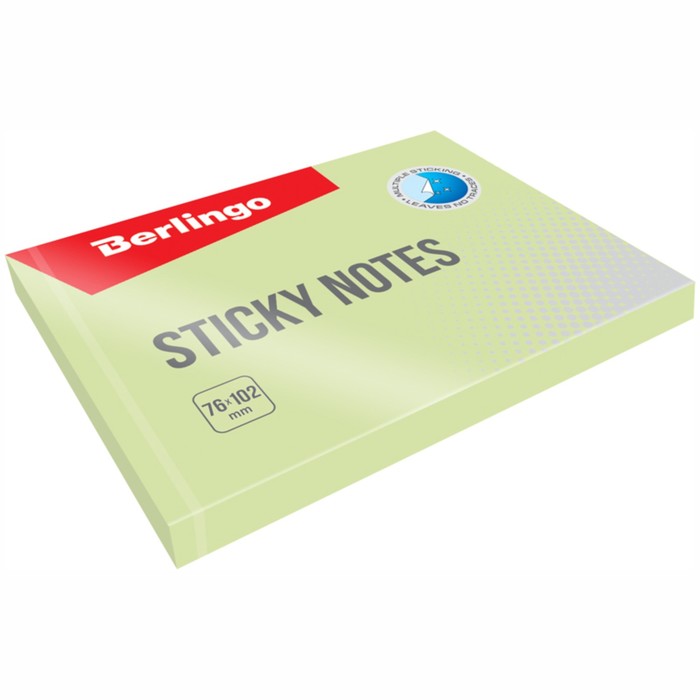 Блок с липким краем 76х102 мм, 100 листов Berlingo, зелёный