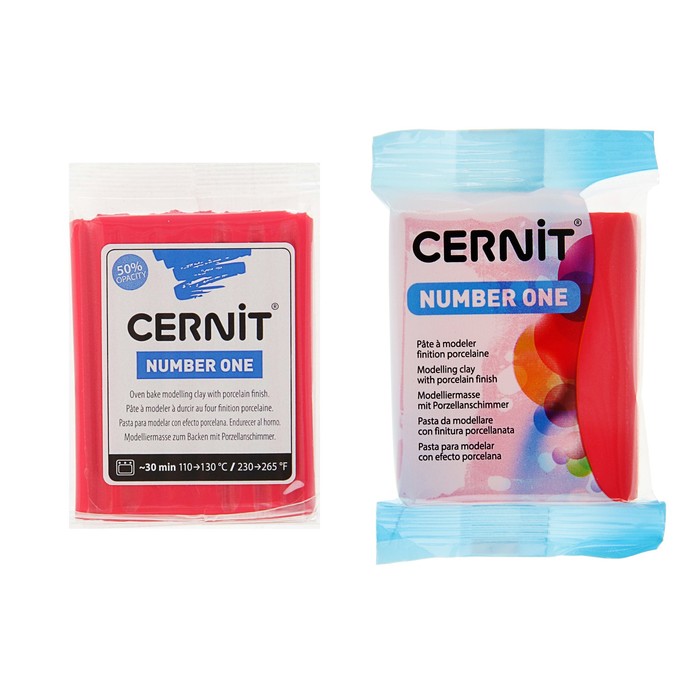 Полимерная глина запекаемая, Cernit Number One, 56 г, красная, №400