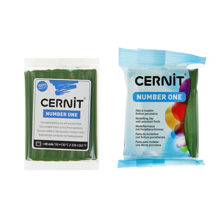 Полимерная глина запекаемая, Cernit Number One, 56 г, оливковая, №645