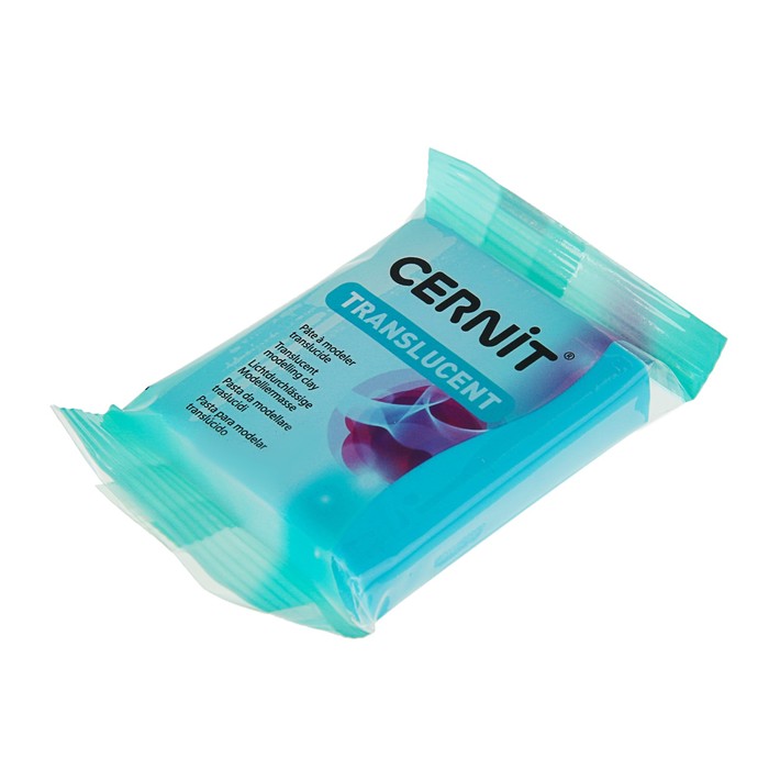 Полимерная глина запекаемая, Cernit Translucent, 56 г, бирюзово-голубая, №280