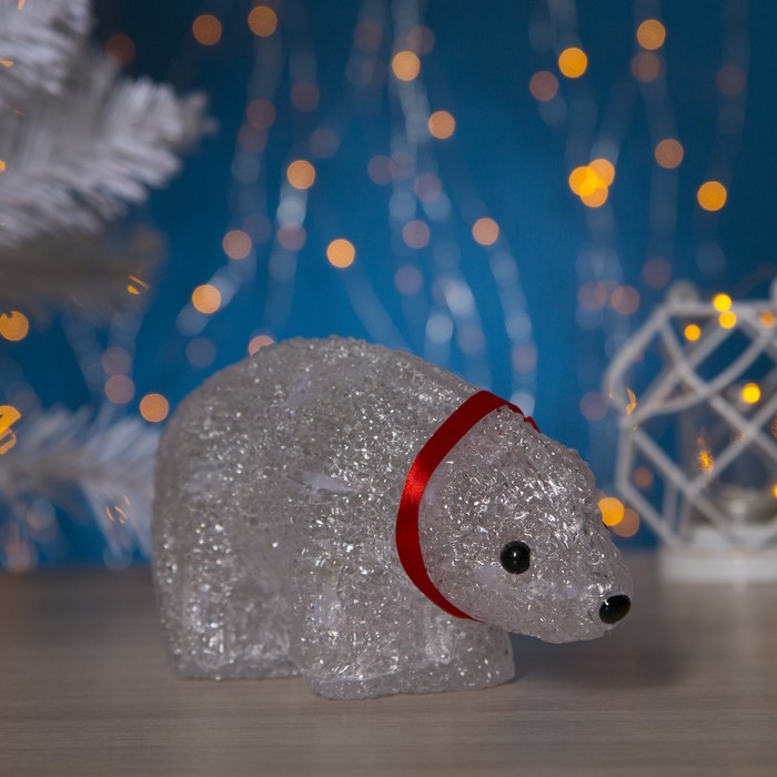 Фигура акрил. "Медвежонок на батарейках" 19х9х11 см,(АА*2 шт.не в компл.), 12 LED