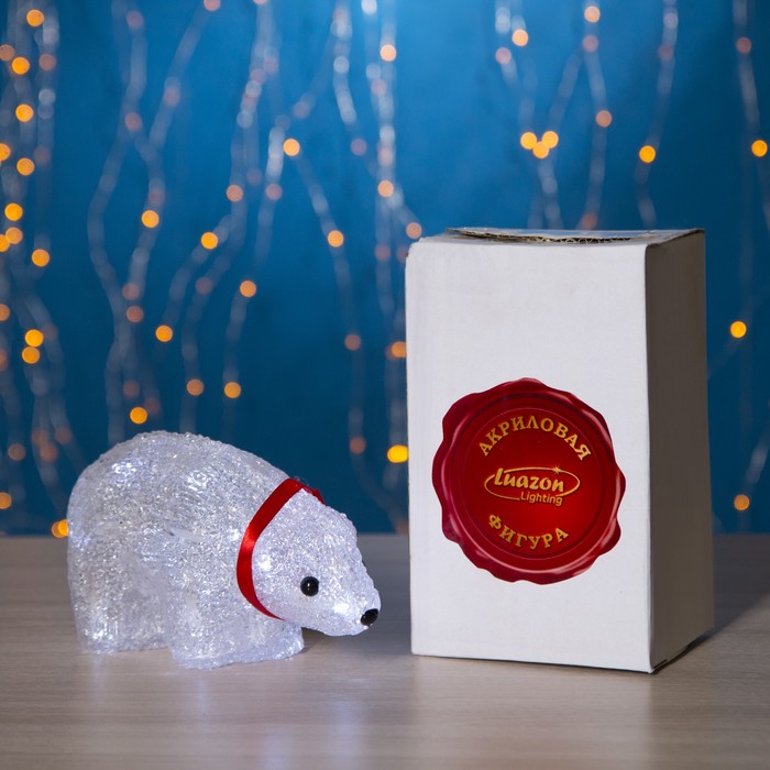 Фигура акрил. "Медвежонок на батарейках" 19х9х11 см,(АА*2 шт.не в компл.), 12 LED