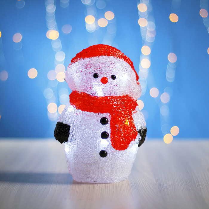 Фигура акрил. "Снеговик на батарейках" 12х16х20 см,(АА*3 шт.не в компл.), 15 LED