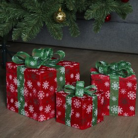 

Фигура текстиль "Подарки красные" 15х20х25 см, 60 LED, 8 режимов, 220V, БЕЛЫЙ