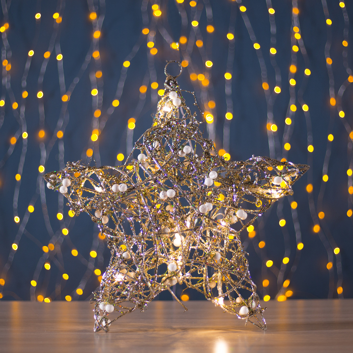 Фигура пласт. "Звезда с шариками" 10х36х36 см,(3хАА не в компл.), 20 LED,ТЕПЛ. БЕЛЫЙ