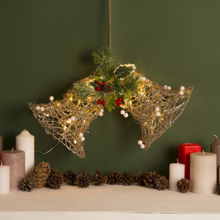 Фигура пласт. "Колокольчики с шариками" 40х20х23 см,(3хАА не в компл.), 20 LED,ТЕПЛ. БЕЛЫЙ