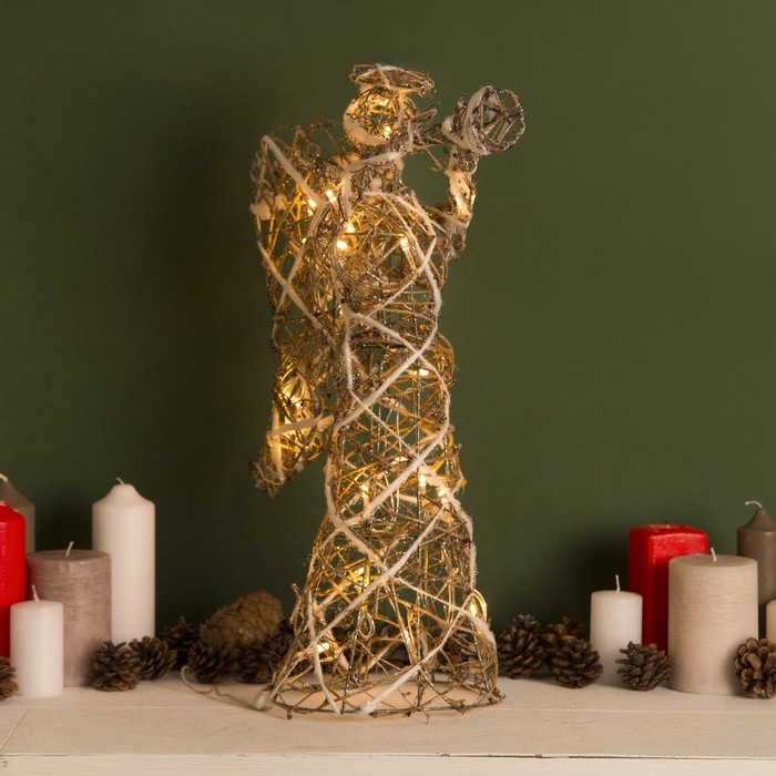 Фигура дерев. "Ангел из веток" 25х33х50 см, 20 LED, 220V,ТЕПЛ. БЕЛЫЙ