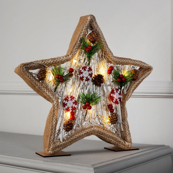 Фигура дерев "Звезда ветки" 38х5х38 см (3xAA не в компл.) 10 LED, ТЕПЛО-БЕЛЫЙ