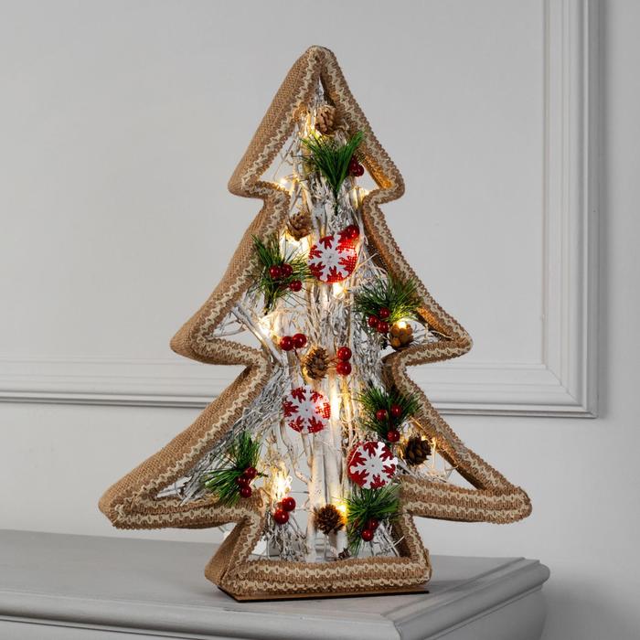 Фигура дерев "Елка ветки" 37х5х45 см (3xAA не в компл.) 14 LED, ТЕПЛО-БЕЛЫЙ