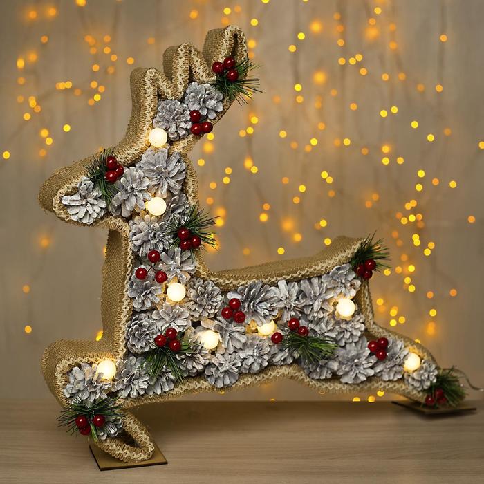 Фигура дерев "Олень шишки" 45х5х49 см (3xAA не в компл.) 8 LED, ТЕПЛО-БЕЛЫЙ