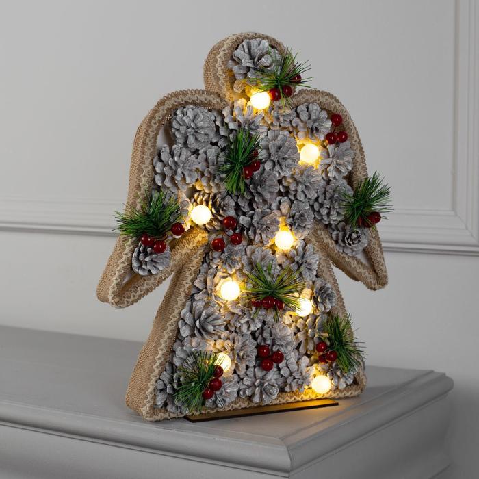 Фигура дерев "Ангел шишки" 30х5х38 см (3xAA не в компл.) 8 LED, ТЕПЛО-БЕЛЫЙ