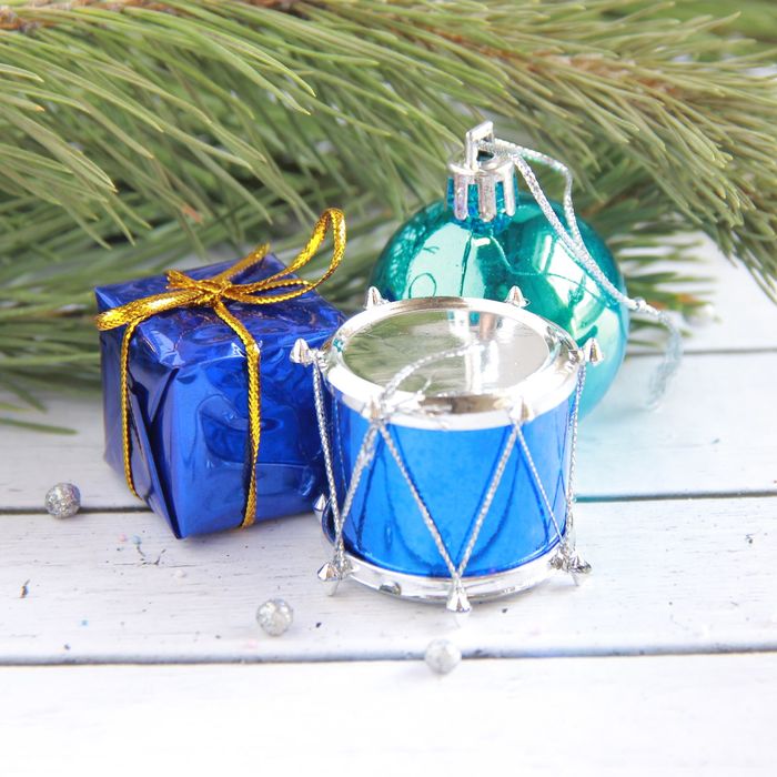 Украшение ёлочное "Сказочное" (набор 12 шт) (4 шарика, 4 подарка, 4 барабана)