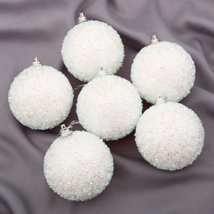 Новогодние шары "Пушинка" (набор 6 шт.), бисерные
