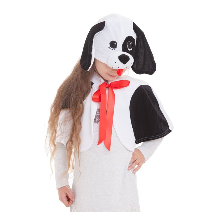 Костюм"Собачка Пятнышко" шапка,пелерина, плюш. Рост 116-128 возраст 5-7лет