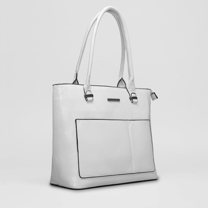 Сумка женская на молнии, 1 отдел с перегородкой, наружный карман, цвет белый