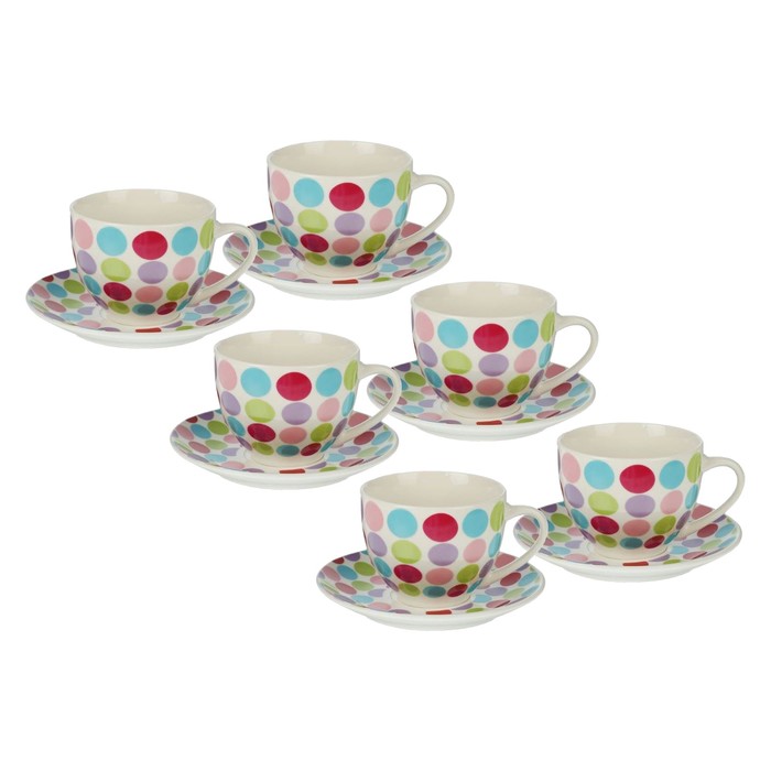 Сервиз чайный 12 пред. "Мотли": 6 чашек 250 мл, 6 блюдец, цвета МИКС
