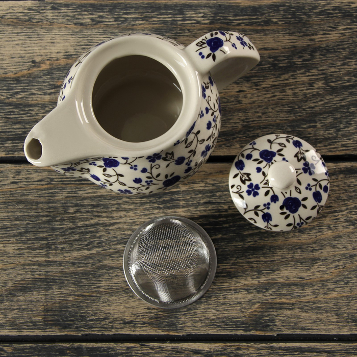 Чайник заварочный 250 мл "Цветочные мотивы", цвет синий