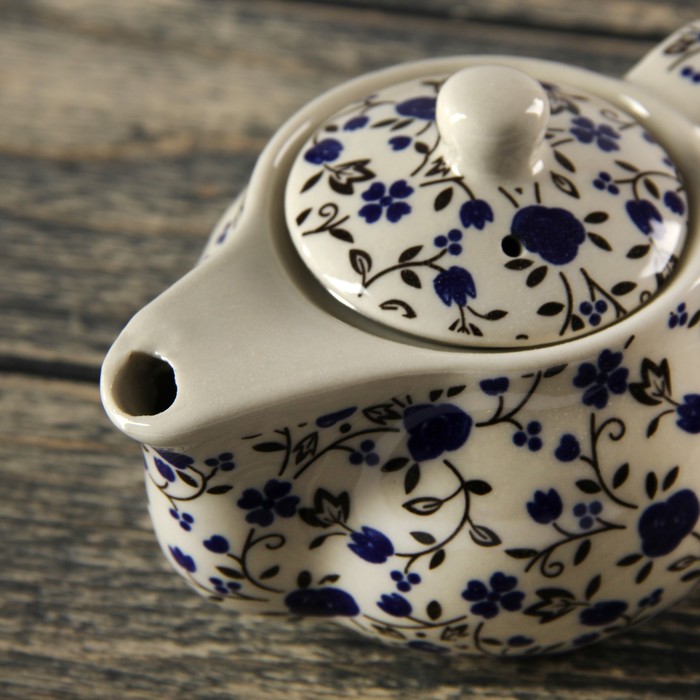 Чайник заварочный 250 мл "Цветочные мотивы", цвет синий