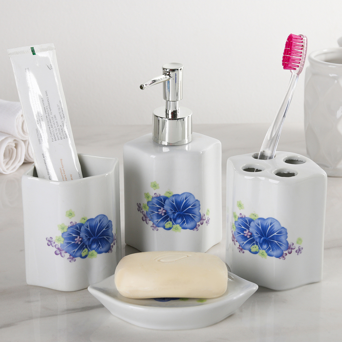 Набор аксессуаров для ванной комнаты, 4 предмета "Стразы. Самоцветы"