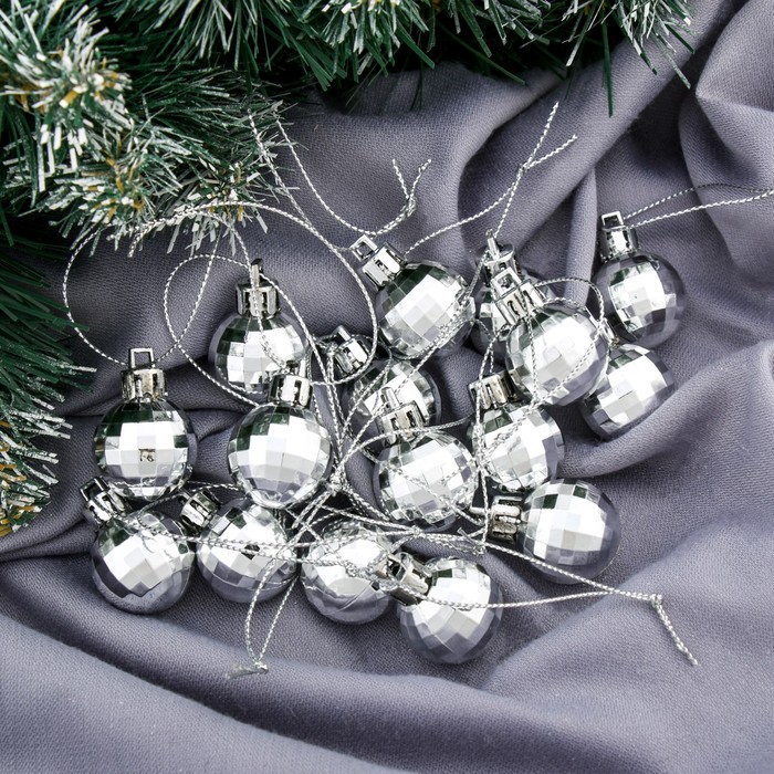 Новогодние шары "Диско" (набор 16 шт.), серебро
