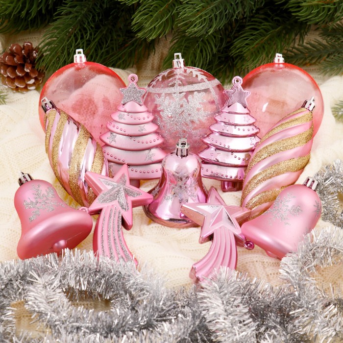 Ёлочные украшения "Розовое ассорти" (набор 41 шт.)
